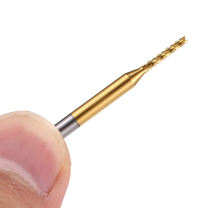 HOZLY 10Pcs 1/8'' Shank 1.5mm Titanium Coat Carbide End Mill Engraving Bits CNC Rotary Burrs Tool For PCB Mould Plastic Fiber Carbon Fiber Hardwood - Image 3